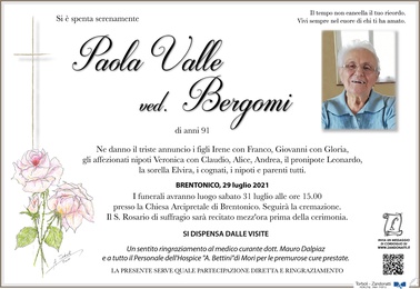 Valle Paola ved. Bergomi