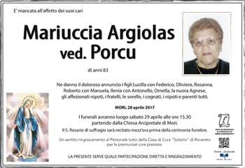 Argiolas Mariuccia ved. Porcu