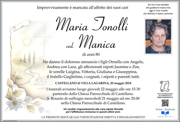 Tonolli Maria ved. Manica