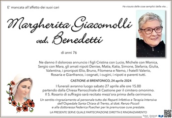 Giacomolli Margherita ved. Benedetti