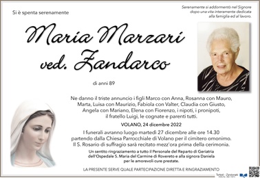 Marzari Maria ved. Zandarco