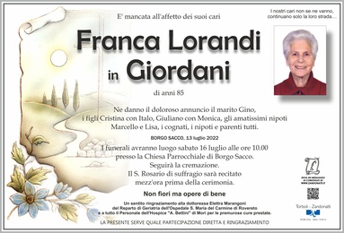 Lorandi Franca in Giordani