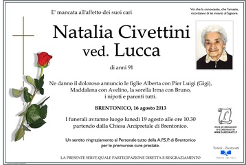 Civettini Natalia ved. Lucca