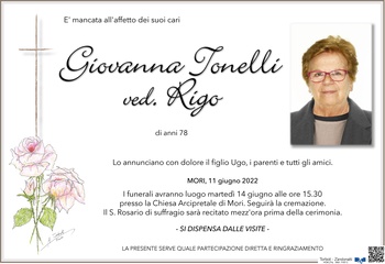 Tonelli Giovanna ved. Rigo
