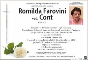 Farovini Romilda ved. Cont