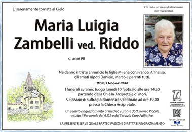 Zambelli Maria Luigia ved. Riddo