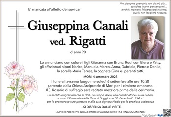 Canali Giuseppina ved.Rigatti