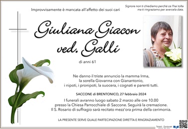 Giacon Giuliana ved. Galli