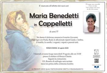 Benedetti Maria in Cappelletti