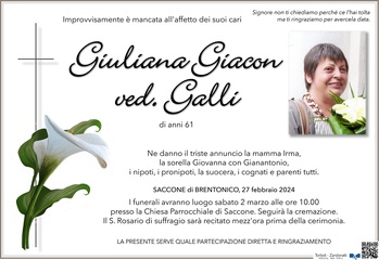 Giacon Giuliana ved. Galli
