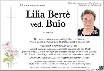 Bertè Lilia ved. Buio