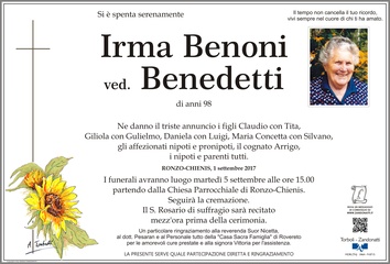Benoni Irma ved. Benedetti