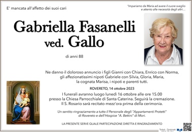 Fasanelli Gabriella ved. Gallo