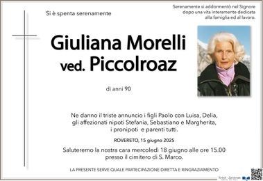 Morelli Giuliana ved. Piccolroaz