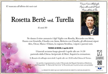 Bertè Rosetta ved. Turella