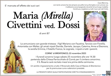 Civettini Maria (Mirella) ved. Dossi
