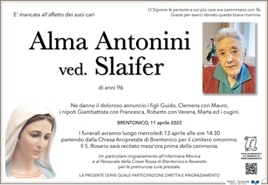 Antonini Alma ved. Slaifer