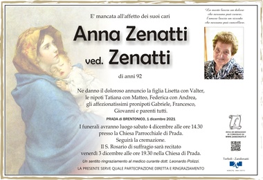 Zenatti Anna ved. Zenatti